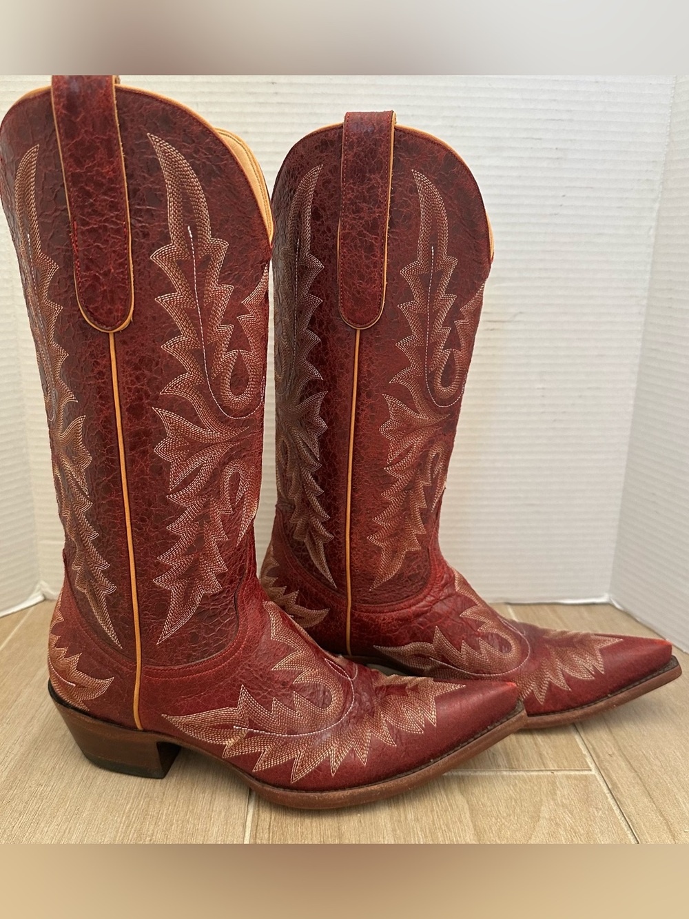 Old Gringo Red Cowboy Western Leather Boots Womens 7 Stitched